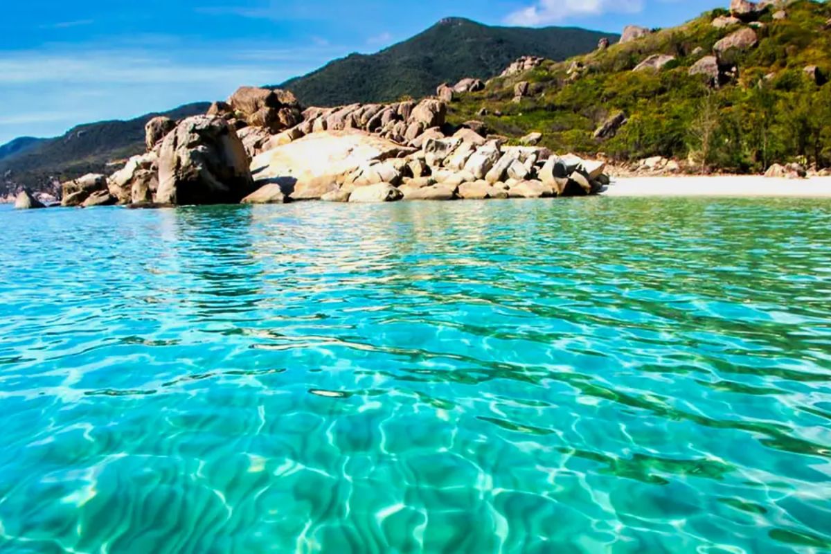 Bãi biển Đảo Bình Hưng Nha Trang với làn nước trong xanh và bờ cát đẹp
