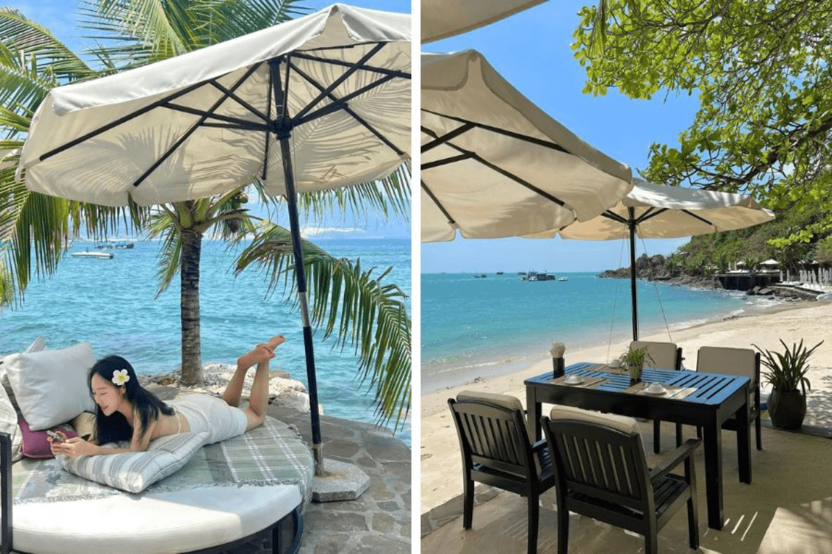 Du khách thư giãn tại Mini Beach Nha Trang với view biển đẹp trong tour du lịch 2026 (2)