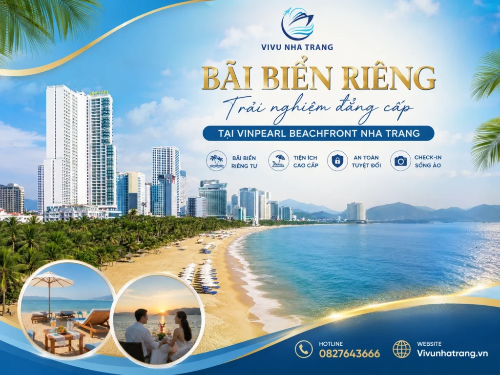 Vinpearl Beachfront Nha Trang có bãi biển riêng ngay đối diện khách sạn